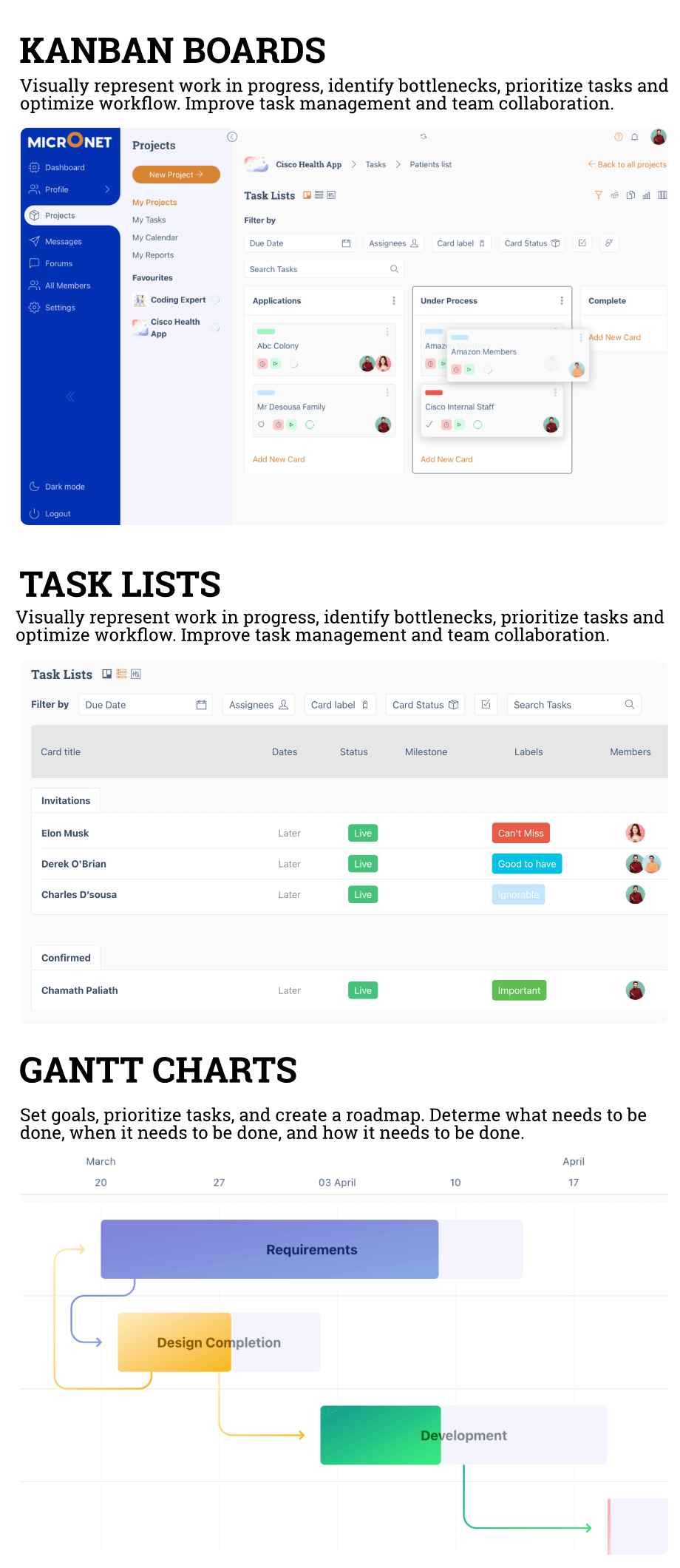 micronet major features